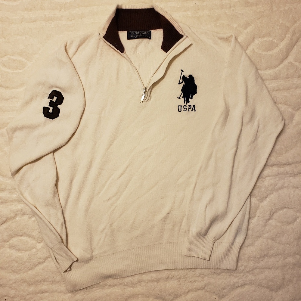 US Polo Assn Large Logo 3/4 zip pullover sweater